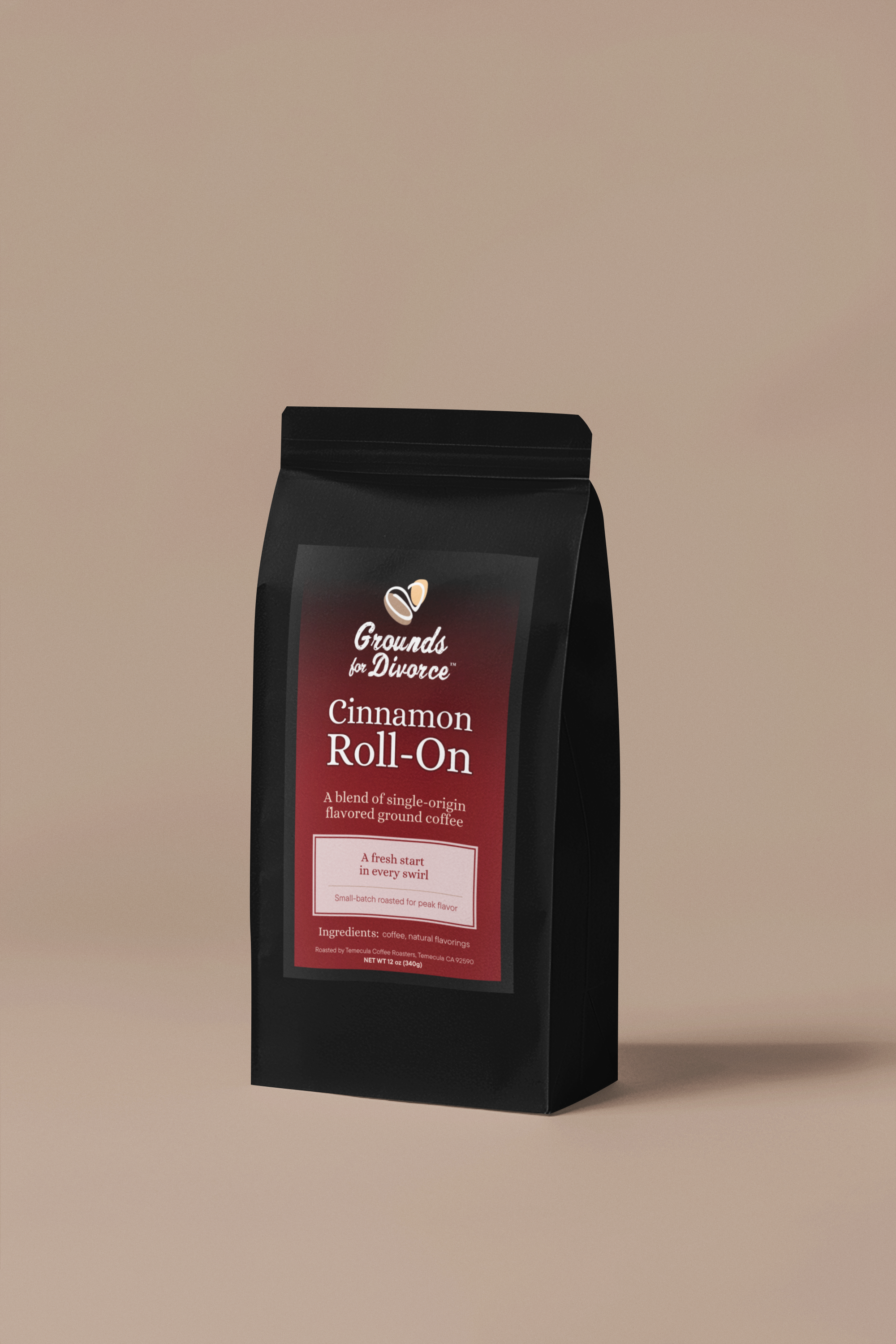 "Cinnamon Roll-On" flavored ground coffee